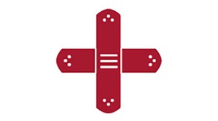Illustration av ett rött kors som ska symbolisera akut tandvård